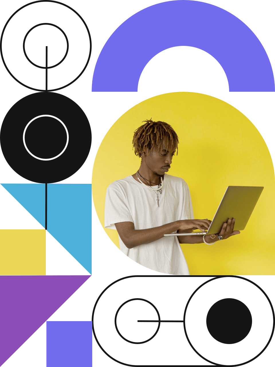 vector of boy with laptop